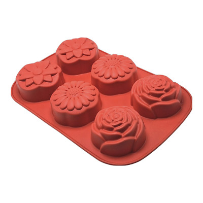 Tupperware Muffin Silicone Baking Form Mold Flowers Red Rare NOS