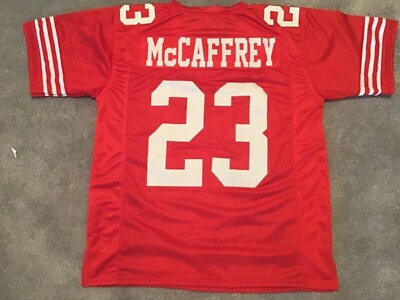UNSIGNED CUSTOM Sewn Stitched Christian McCaffrey Red Jersey M, L, XL,  2XL