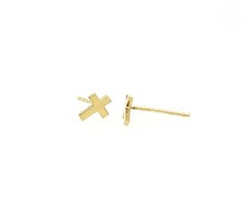 14K Yellow / White / Rose Gold Cross Stud Earrings