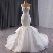Mermaid Wedding Dresses Off Shoulder Sequin Beading Tulle Bridal Gowns Train