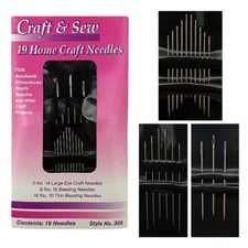 19 Piece High Carbon Steel Beading, Crafting,  Stitching Needles