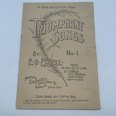 #ad RARE 1880s Sales Catalog TRIUMPHANT SONGS No.1 by E. O. Excell San Francisco $13.99