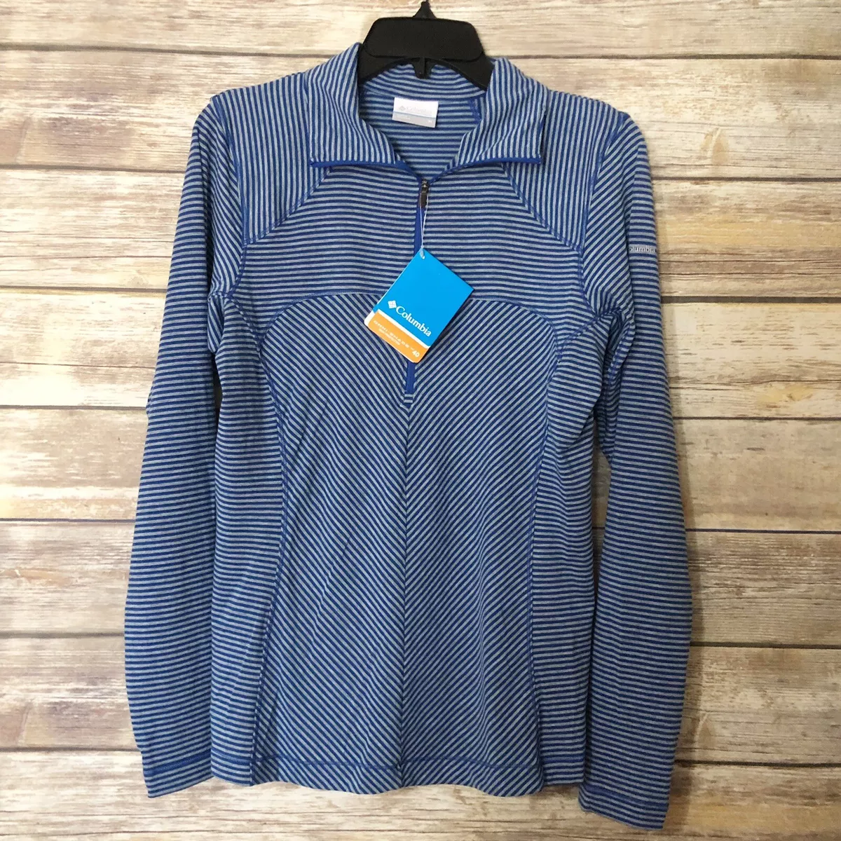 Womens COLUMBIA Layer First Half Zip Long Sleeves Jacket Blue Sz M Omni-Shade
