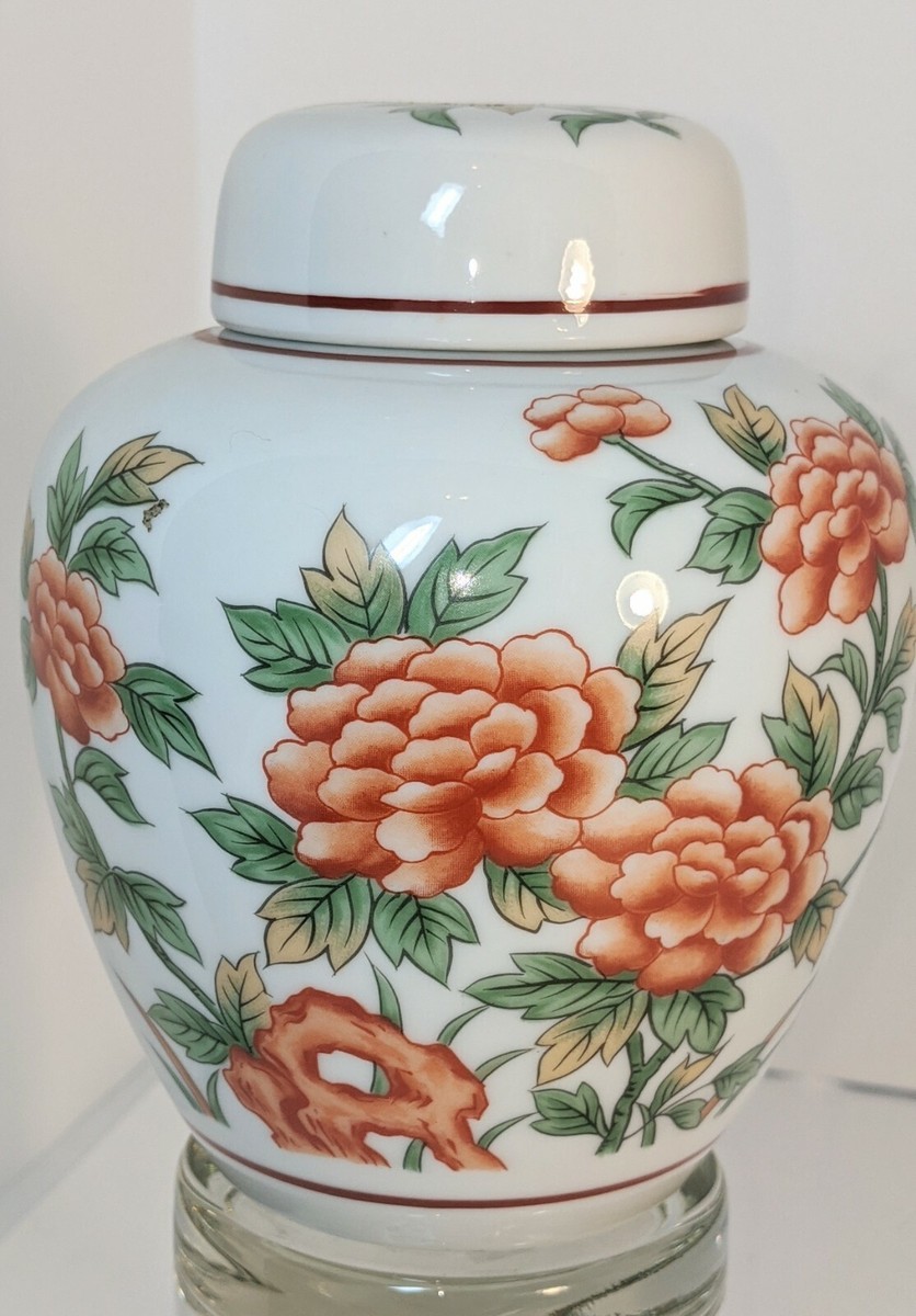 Vintage Ginger Jar w/ Lid Andrea by Sadek #5522 Japan - Peach