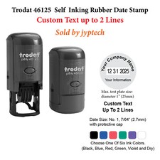 Diameter 1" Custom text up to 2 Lines 46125 Round Rubber Self Inking Date Stamp