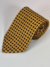 Brooks Brothers Makers Men’s Silk Neck Tie Made In USA Yellow Geometric Pattern