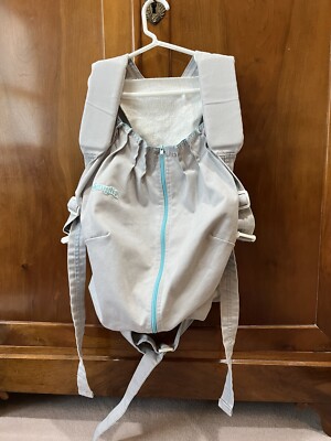 Original Vintage Snugli Cloth Baby Carrier Gray With Turquoise