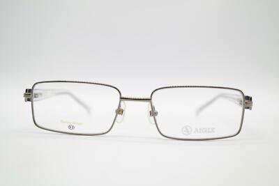 Vintage Aigle AG-3014 Silver Transparent Square Glasses Frame NOS