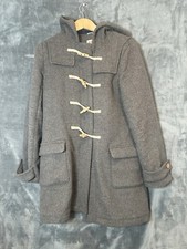 Louche Duffle Coat - Grey Womens Size 12 Hood Winter Wool Blend
