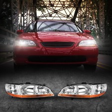 Fits 1998-2002 Honda Accord 24dr Clear Headlights Headlamp Assembly Replacement