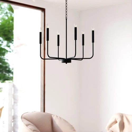 Belden 26-in. 6 Light Chandalier Matte Black - Picture 6 of 6
