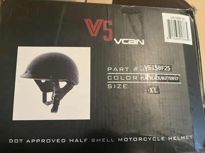 VCAN V5 Helmet Matte Black Medium DOT Approved Motorcycle NWT See Below