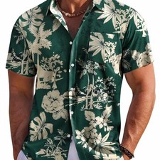 Men's Floral Hawaiian Shirt Short Sleeve Tropical Beachwear