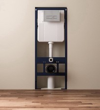 SmartSylva In-Wall Toilet Tank Carrier Dual Flush System Chrome Wall Hung Kit
