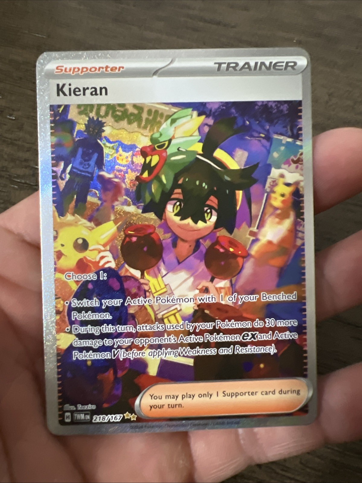 Pokémon TCG Kieran Full Art Sir Twilight Masquerade Card 218/167 MINT Condition