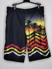 NWT Arizona Swimming Trunk Black/Beach Drawstring Elastic Waist Hits at The knee
