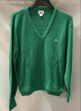 Izod Lacoste Mens Green Long Sleeve V-Neck Pullover Sweater Size Large