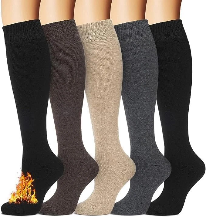 Thermal Knee High Socks for Women - Thick Cotton Boot Socks for Hiking, Work