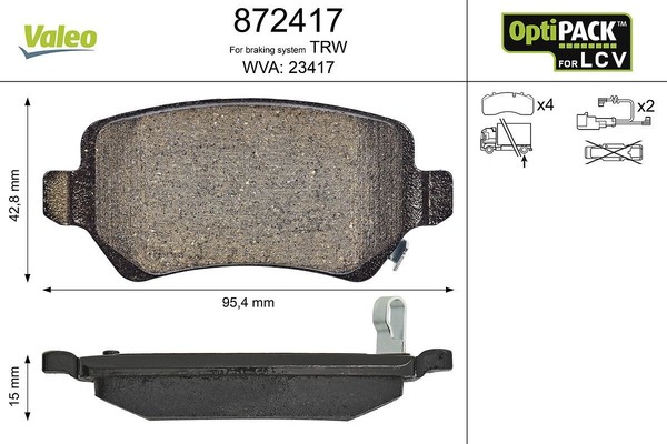 Valeo Bremsbelagsatz, Scheibenbremse 872417 FüR Opel-image