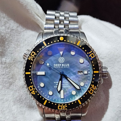 Deep Blue Master 1000 Automatic Diver 300m Blue Dial 44mm Steel Bracelet