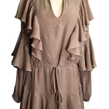 FLAWLESS Women's Boutique Boho Ruffled Minidress, long sleeve,whimsy, fairycore