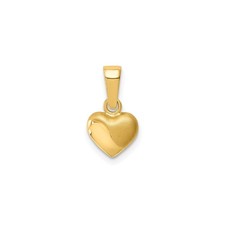 14k Yellow Gold Heart Pendant Dual Finish Brushed Polished Love Charm for Women