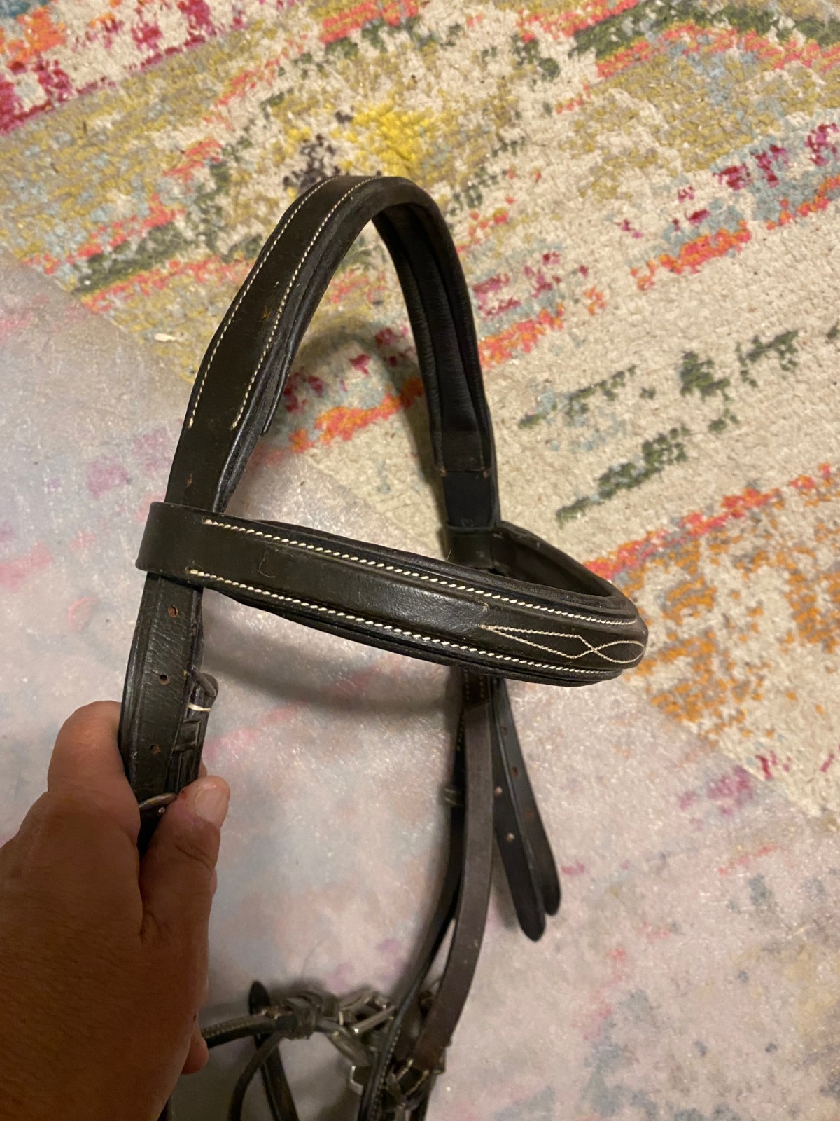 used english full size bridle padded fancy stitched soft free shipping