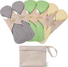6 Pcs Reusable Menstrual Pads Ultra Absorbent Cloth Pads for Heavy Flow Sanit...