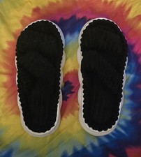 Black Slide Slip-On Women's Slippers Plush White Sole EU 38-39