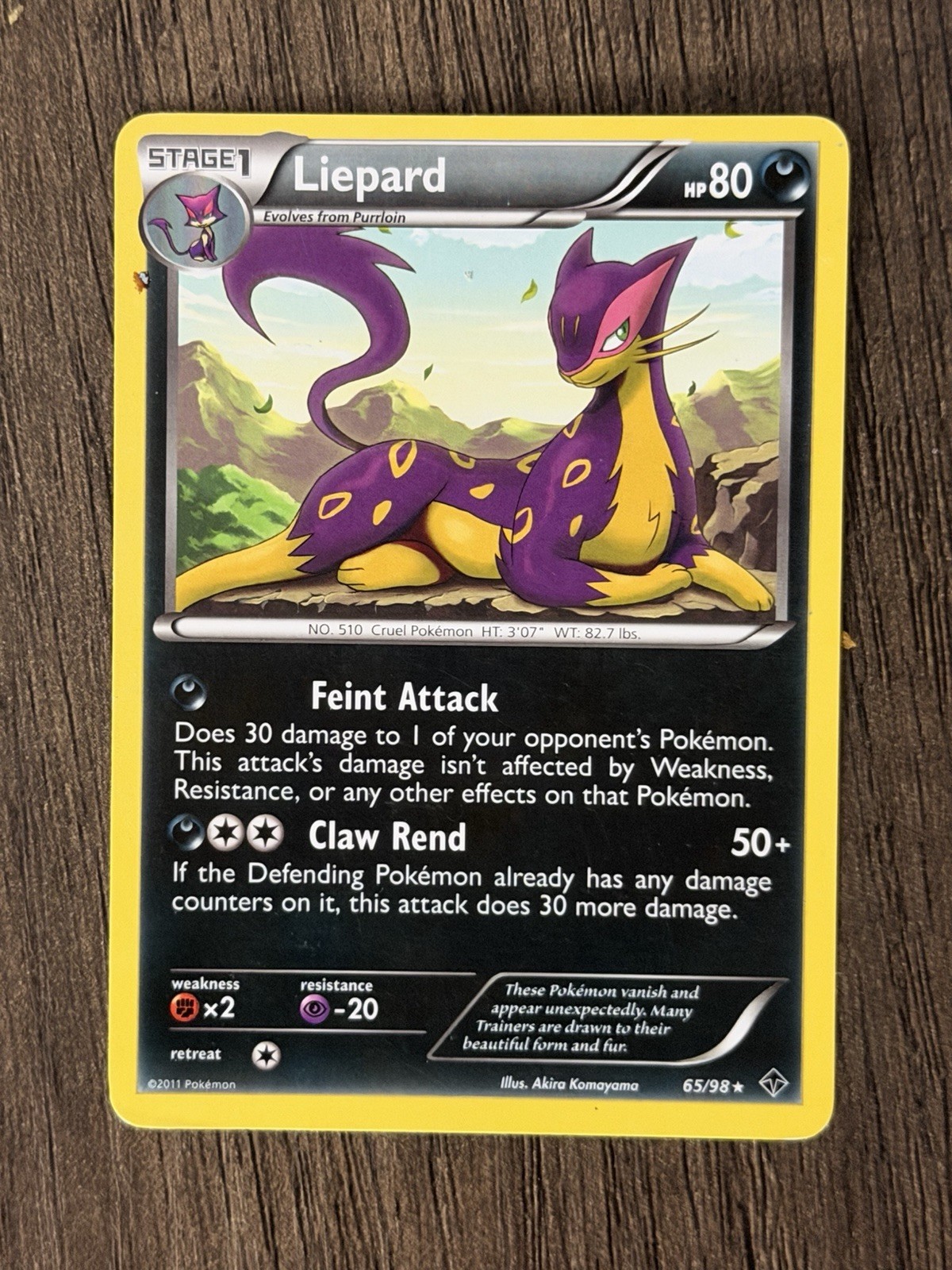 Pokémon LIEPARD Card 65/98 Reverse Holo Rare Emerging Powers Unlimited