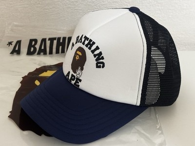 Authentic A Bathing Ape Bape Go Ape Pointer College Trucker Hat Navy New Cap