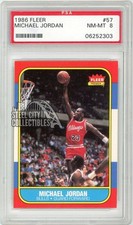 Michael Jordan 1986-87 Fleer Basketball Rookie Card #57 PSA 8. rookie card picture