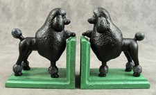 PAIR OF BLACK STANDARD POODLE Cast Iron HEAVY BOOKENDS Book Ends