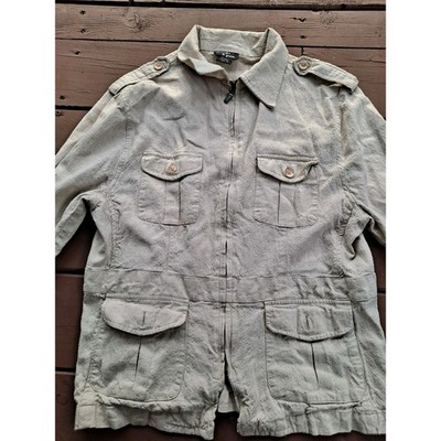 Vintage Jennifer and Grace Womens Jacket Linen Blend Beige Zipper Front Short