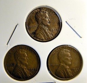 1944-P 1944-D 1944-S  Lincoln Wheat Copper Penny Cent - 3 Coin Set [USP-375]