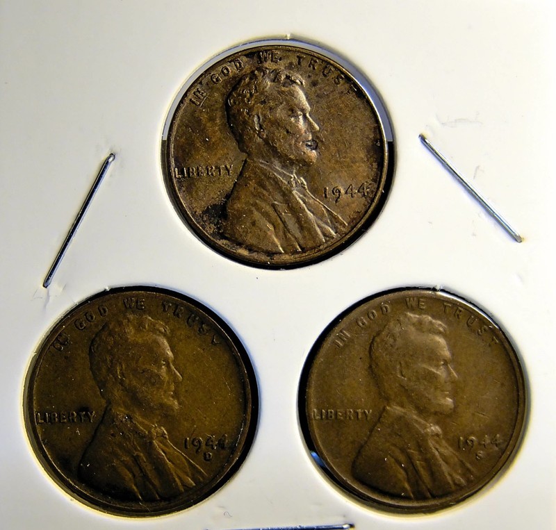 1944-P 1944-D 1944-S  Lincoln Wheat Copper Penny Cent - 3 Coin Set [USP-375]