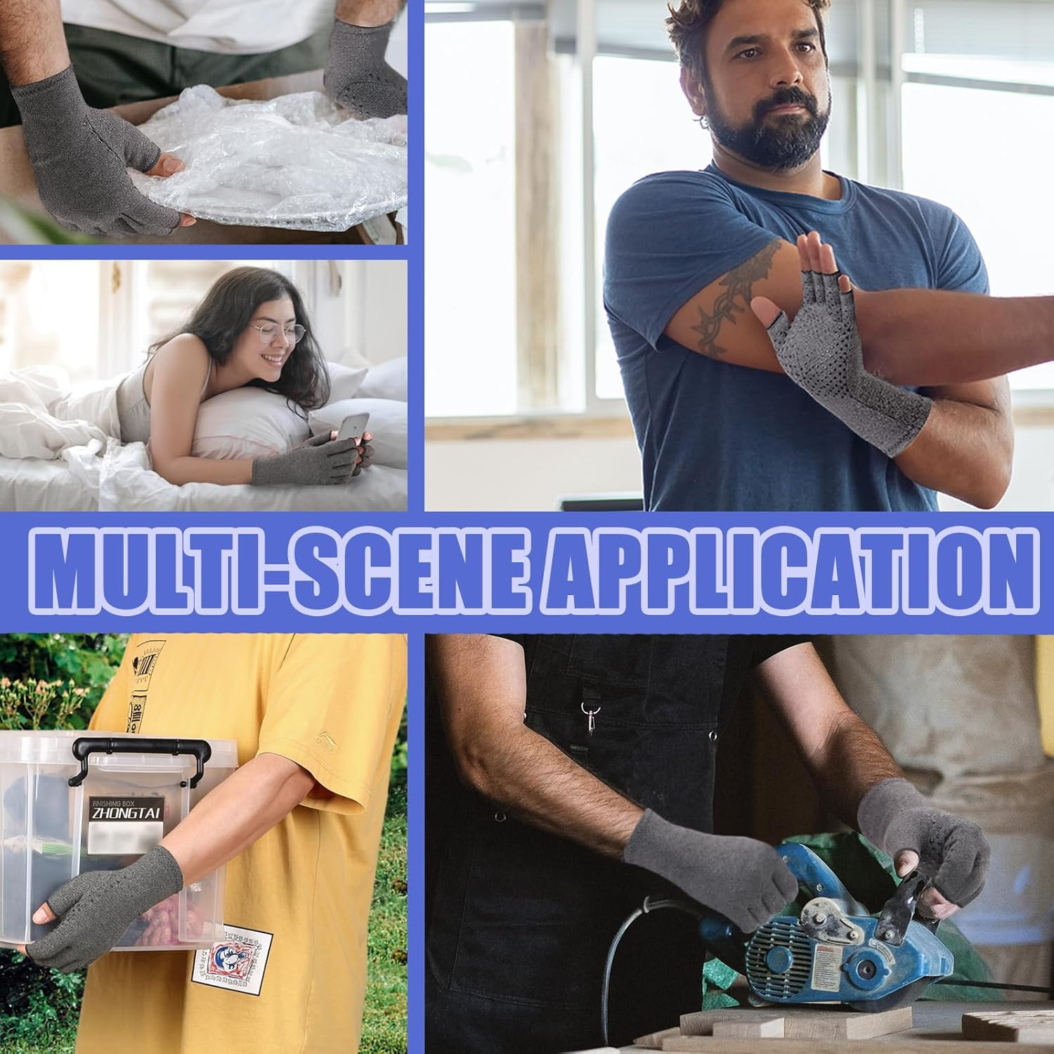 Arthritis Compression Gloves- for Men & Women Hand Pain, Anti-Slip Fingerless Gl