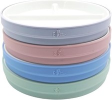 Elk Friends Kids 7.8 Porcelain White Plates W/ Silicone Sleeves Divided