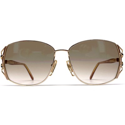 NOS vintage COURREGES 850 sunglasses - France 1980's - HAND MADE - Gold / Brown