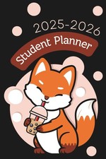 Student Planner: Boba Tea Fox Academic Calendar Agenda  Schedule Organizer ...
