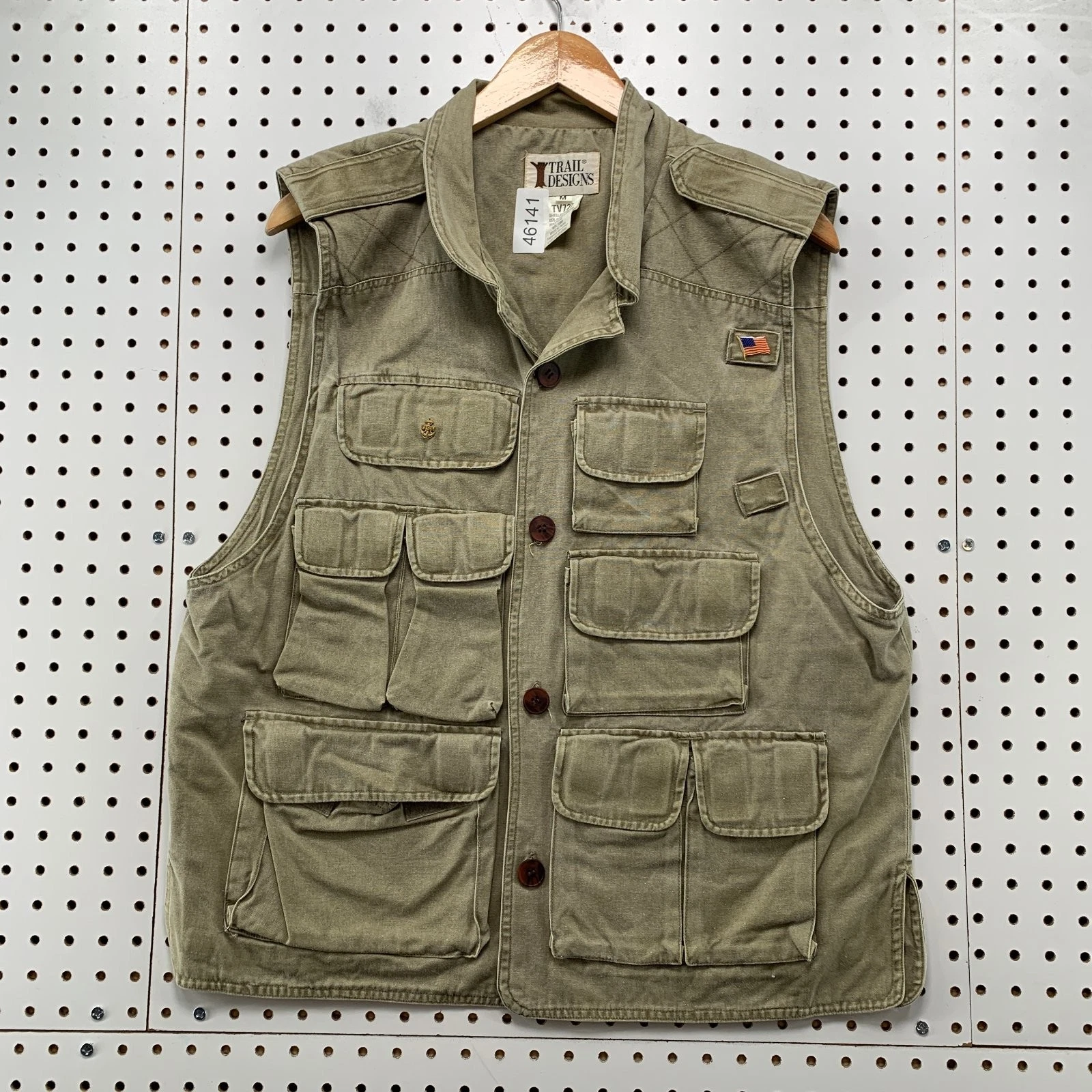 Vintage Trail Design Utility Vest Mens Medium Beige FIshing Outdoor Hunt