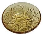 Vintage Amber Depression Glass Bowl Starburst Pinwheel 4.5” Early American