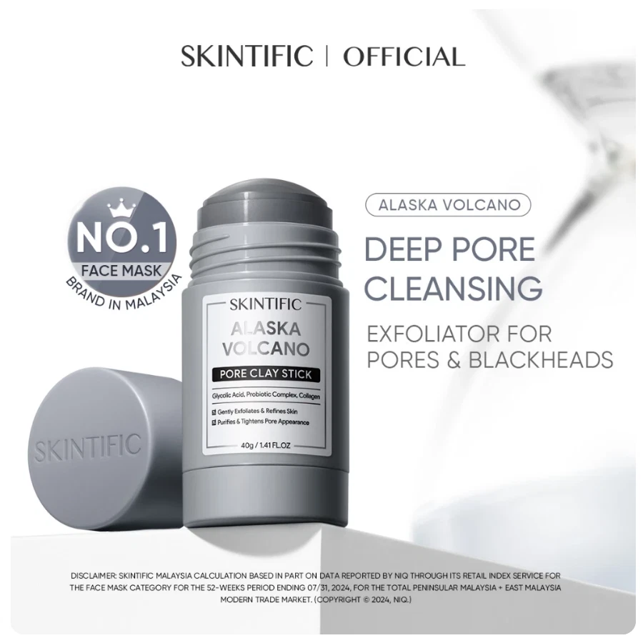 SKINTIFIC Bright Mask Clay Stick Skin Moisture Glycolic Detox Skin Pore Acne 40g - Image 4 of 4