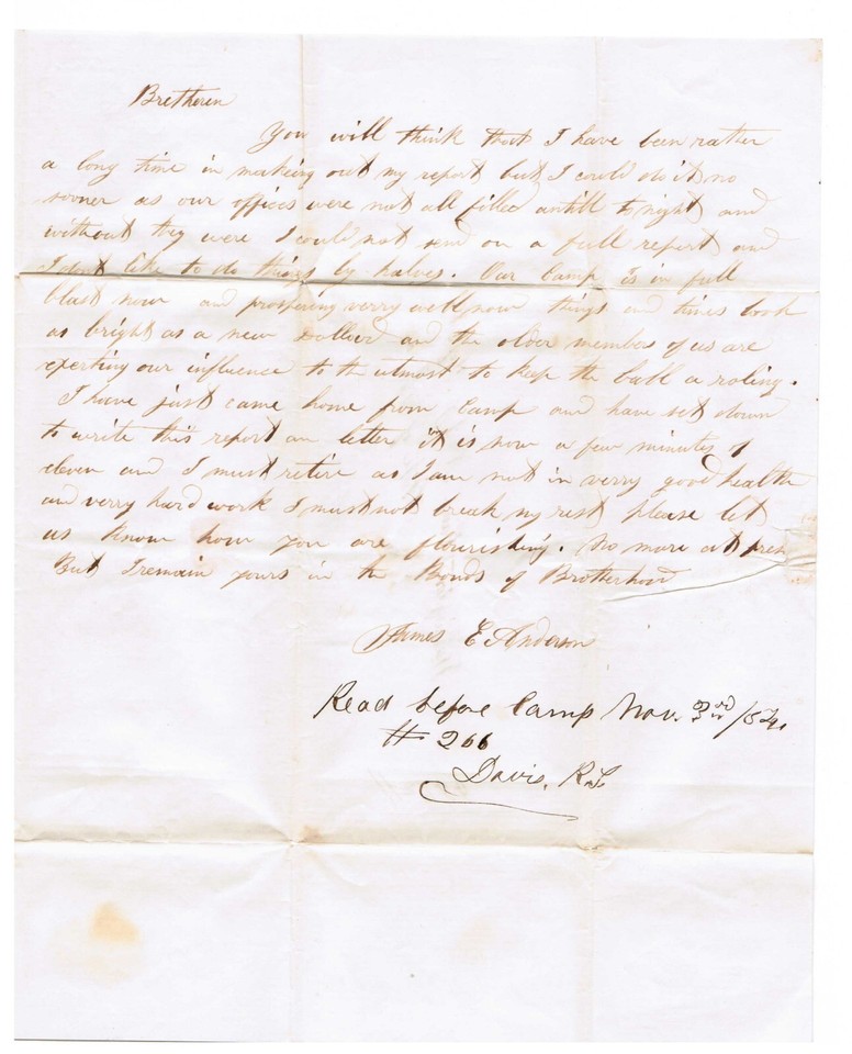 Washington Camp, Sons of America, Illustrated Seal, letter, Pittsburgh