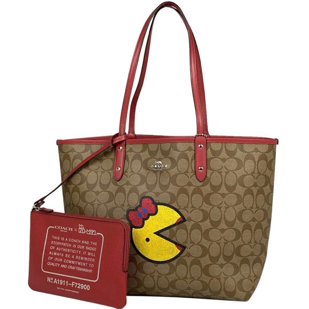 【美品】COACH Pac-Manトートバッグ リバーシブル A4 大容量 美品】COACH Pac-Manトートバッグ リバーシブル A4 大容量