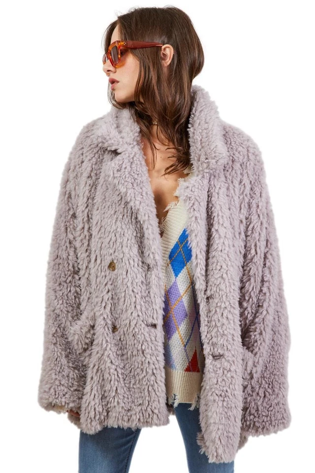 Manteau Femme Teddy Avec Poches En Fourrure Synthétique Oversize Neuf 5779. - Photo 3/4