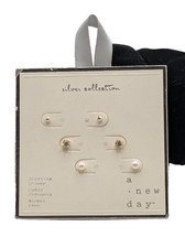 A New Day Silver Collection CZ Faux Pearls Earring Set