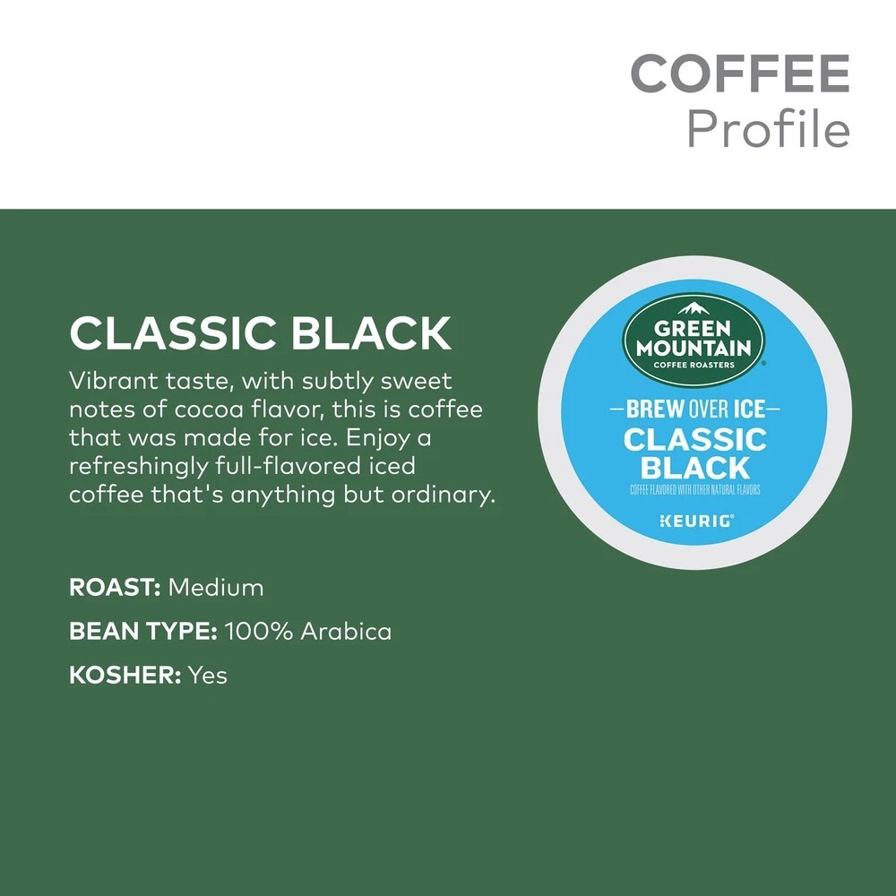 Green Mountain Coffee Roasters Brew Over Ice Classic Black 72 K Cups - Bulk Pack