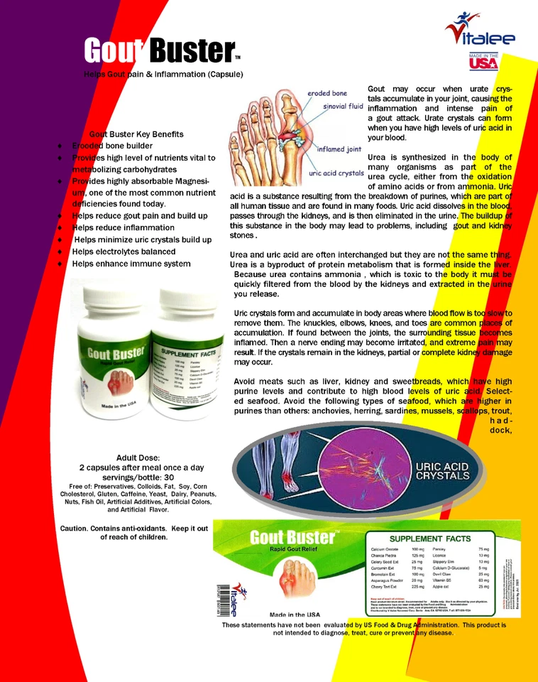 Gout Buster - Faster Relief and Flush Buildup (Caps 60ct) - Image 4 of 4