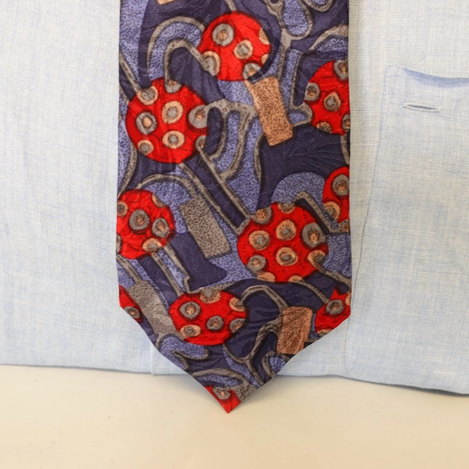 Mens Abstract Neck Tie Blue Geometric Silk Graphic Art Classic STANLEY BLACKER - Image 2 of 4